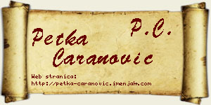 Petka Caranović vizit kartica